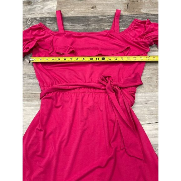 NEW Talbots Cold Shoulder Dress Small Pink Off Shoulder Tie Waist Knit Beach - Picture 8 of 8